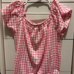 NWT Pink/White Gingham Blouse, XS