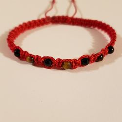 Adjustable Red String Gemstone Bracelet for Adults