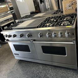 Stainless Steel Viking Professional Gas 60” Range Double Oven Stove 