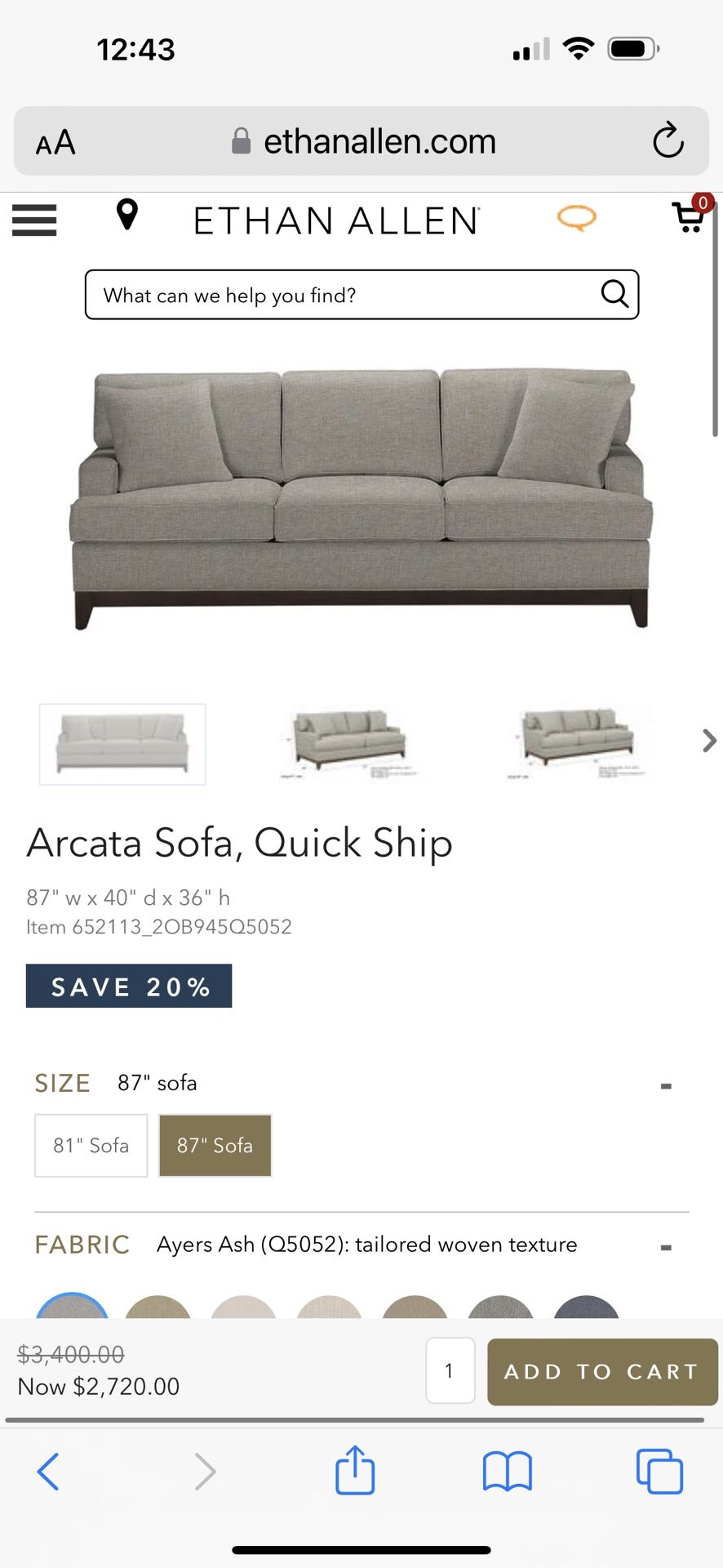 Beautiful Ethan Allen Sofa & Ottoman