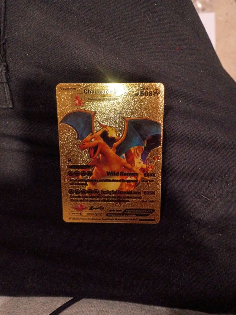 Pokemon Charizard V Evolution 508HP Gold Foil Fan Art Card SMP 26-43 V2