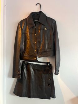 COACH Leather jacket and skirt