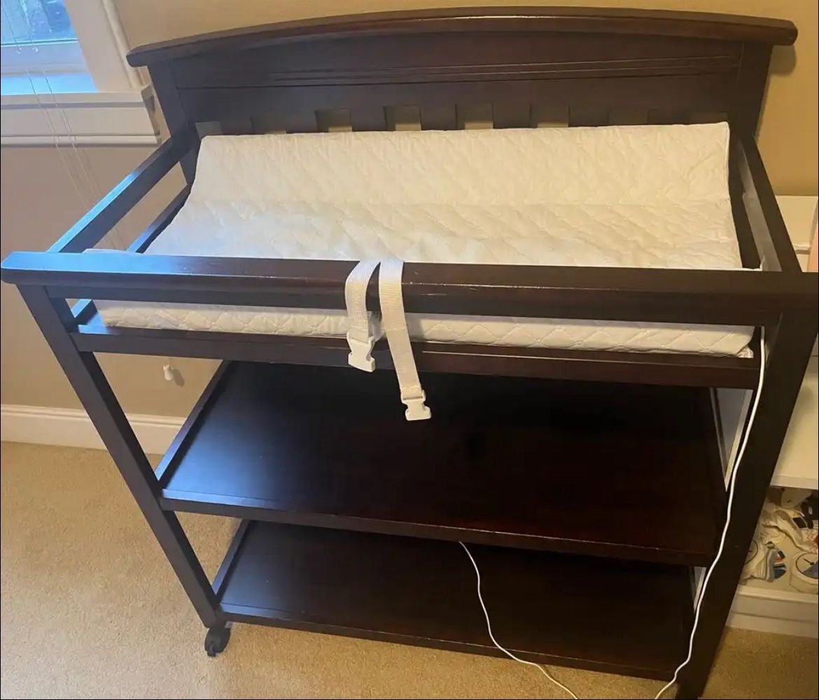Wooden Changing Table with Changing Pad