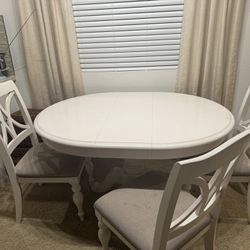 Kitchen Dining Table Set White Real Wood