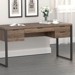 Brand New 60” Aged Walnut Writing Desk