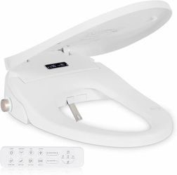 #R1 Smart Heated Toilet Seat for Elongated V-Shaped Toilets – Bidet Warm Water Wash, Self-Cleaning Nozzle, Warm Air Dryer, Deodorizer, Soft-Close Lid,