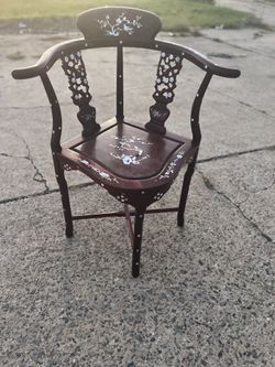 Carved & Inlaid Chinese Rosewood Corner Chair (1940s)