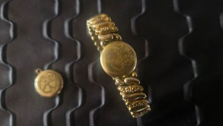 Rare 1940s WWII "Sweetheart" 12K Gold Filled Bracelet & Locket Set