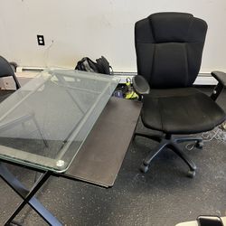 Glass Computer Desk And chair 
