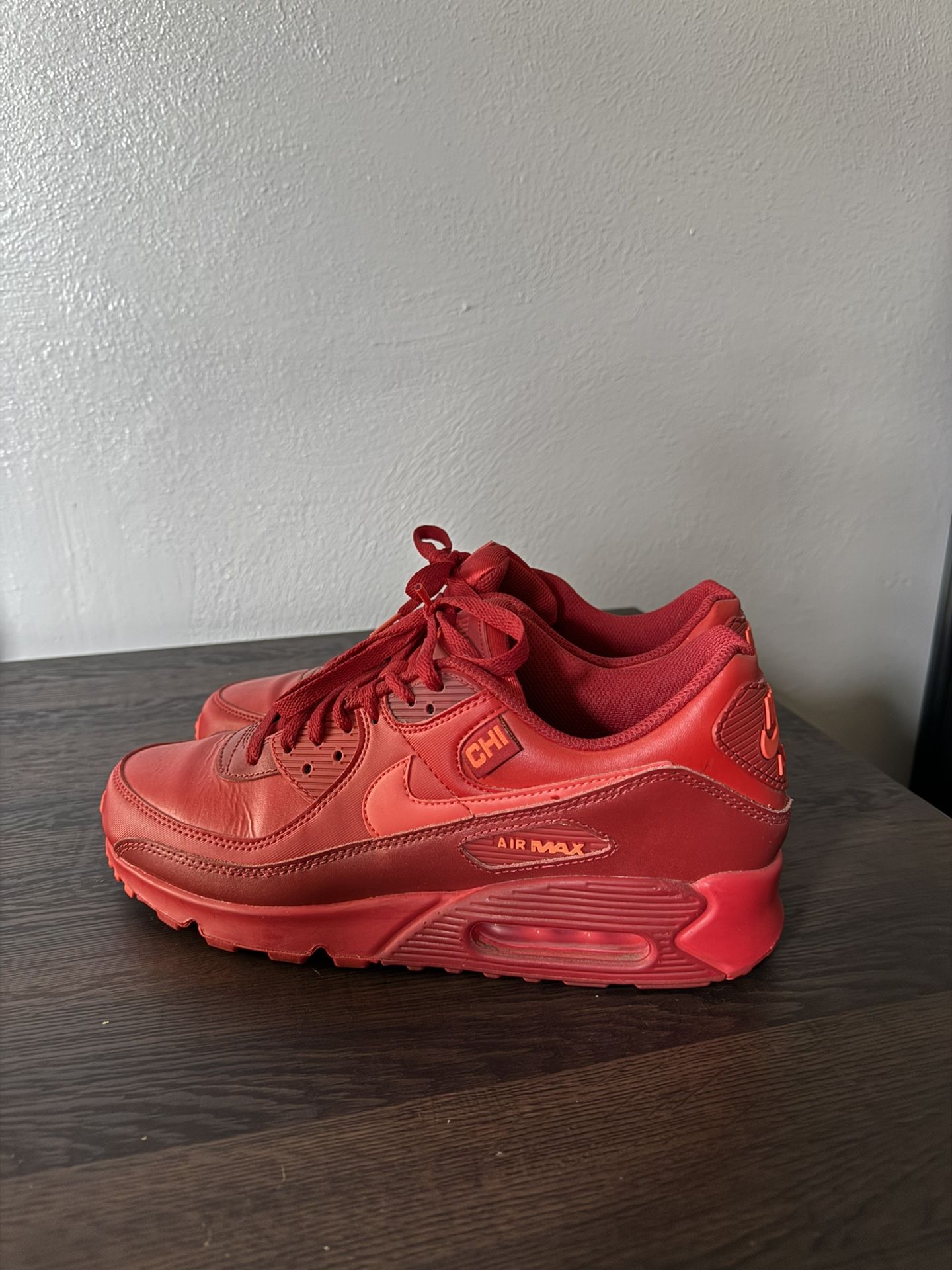 Nike Air Max 90 “CHI” All-Red – Rare Chicago Edition – Size 10.5