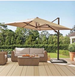 Member's Mark 10' x 10' Cantilever Offset Umbrella with Sunbrella Fabric Brand New In Box