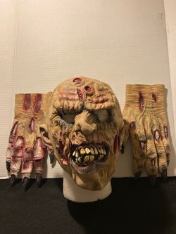 Adult Zombie Latex Mask & Glove Set costume