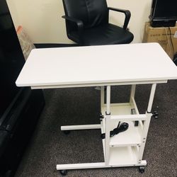 Height Adjustable C Shaped  end table desk With Charging  Station