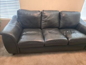 Dark Gray Leather 3-Seat Sofa