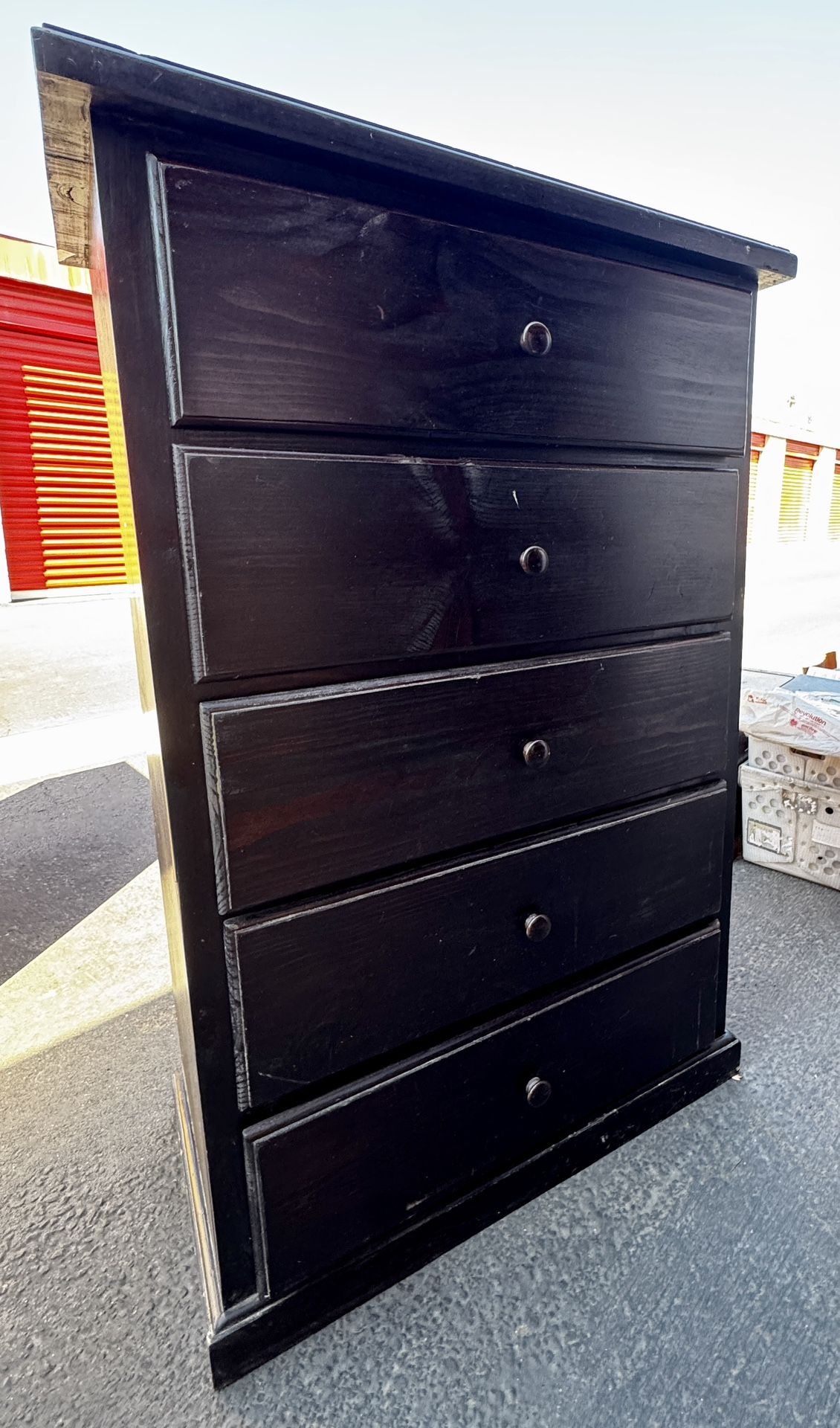 sturdy Black Dresser-5 Spacious Drawers – Great Deal