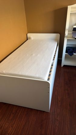 White Twin Bed Frame with Mattress