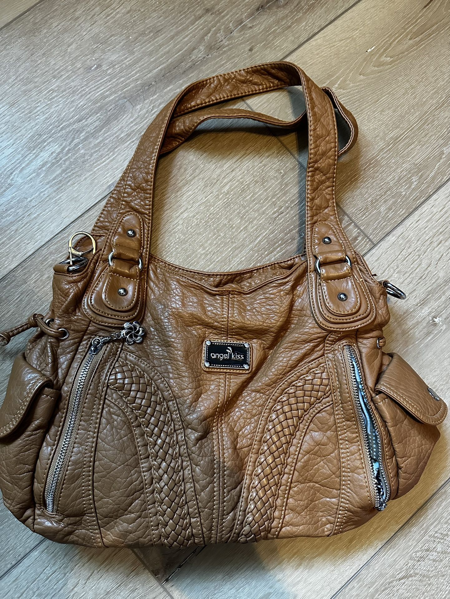 Angel Kiss Womens Purse Handbag Beige Brown Soft Leather Clean