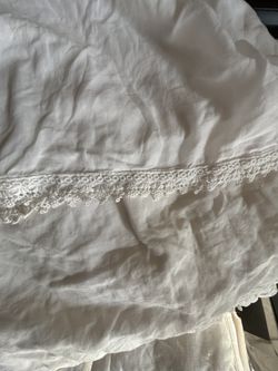 Pottery Barn Teen White Full Size Cotton Linen 18” Bed Skirt