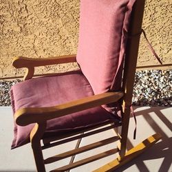 Real Wood Sturdy Rocking Chair with Cushion