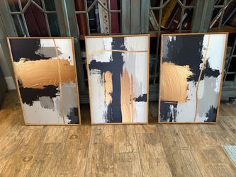 3pc modern abstract wood framed canvas wall art set **seecommemts**