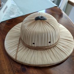 Vintage 1950's or 1960's French Style Viet Nam Pith Sun Helmet Coolie Hat