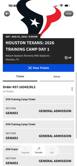 Houston texans traning camp tickers football nfl