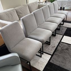 Bende Modern Fabric Upholstered Side Chairs with Metal Sled Base (Set of 6)