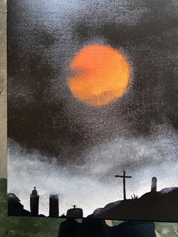 Spooky Graveyard Painting