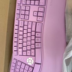 MEETION Ergonomic Wireless Keyboard and Mouse pad; Ergo Keyboard with Split Keyboard Cushioned Wrist Palm Rest Natural Typing Rechargeable Full Size, 