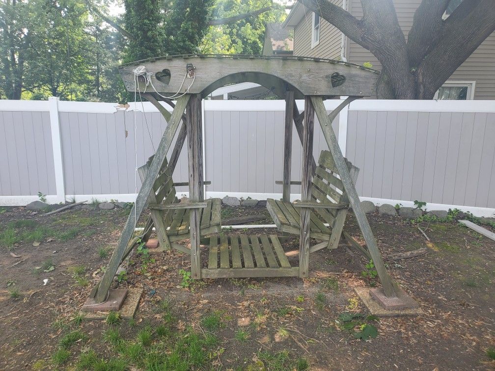 Wooden 2 Seat Swing/ Rocking Chair