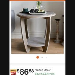 Rustic Brown 23" in Height Round end Table with Storage Shelf

