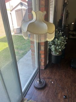 Decorative Traditional Floor Lamp with Cream Fringe Shade – 62"