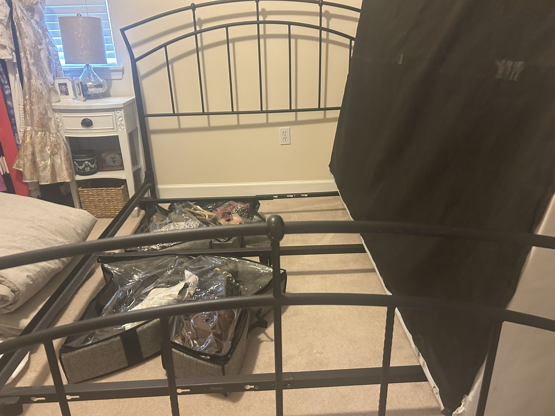 Wrought Iron Queen sized Headboard, Footboard And Box spring