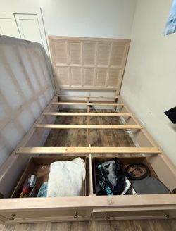 Queen Size Bed Frame with Storage Drawers