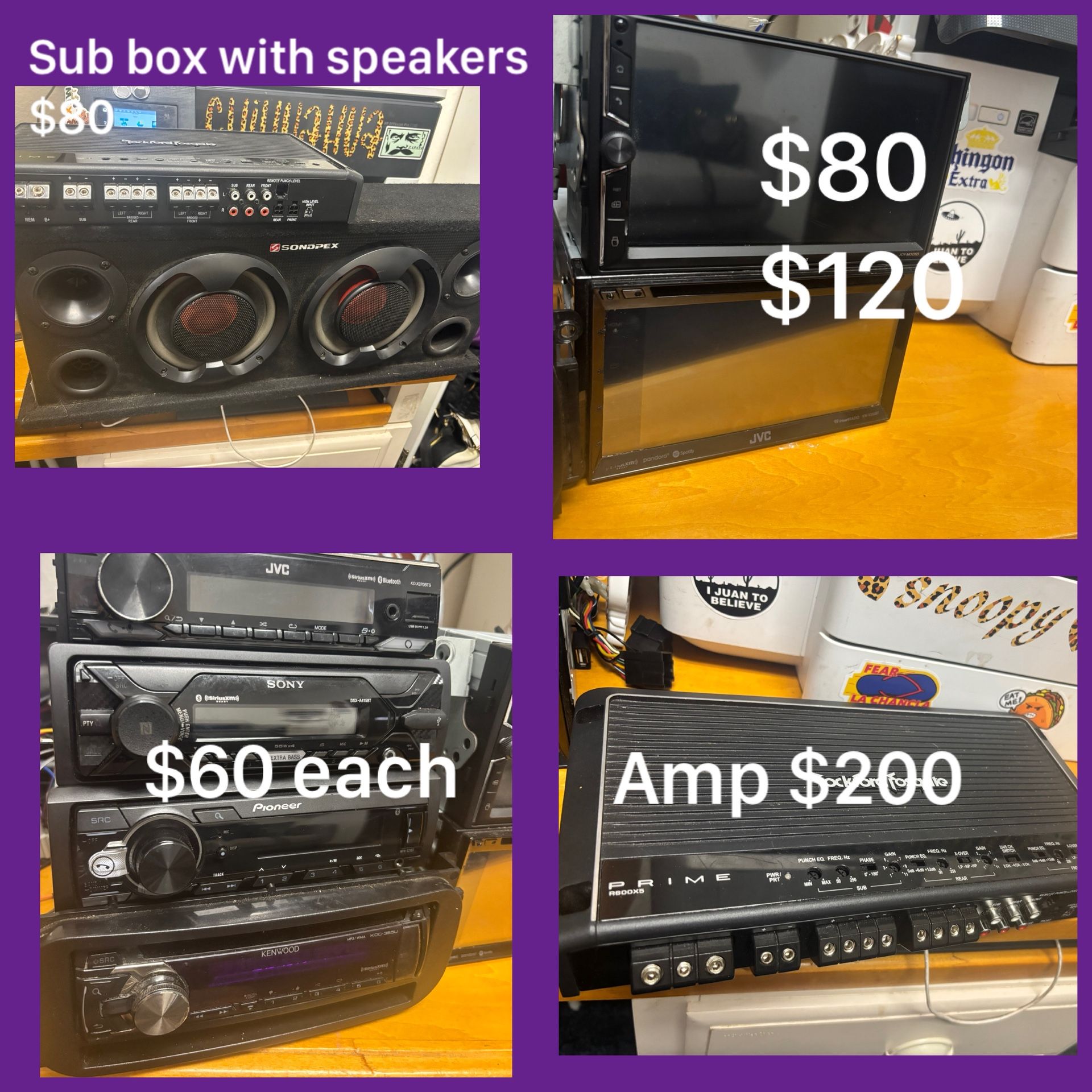 Car Stereos & Amps & Sub Box Wit Speakers