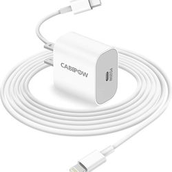 iPhone Fast Charger Apple MFI Certified, Cabepow 20W PD USB-C Power Adapter Wall Plug with USB C to Lightning Cable 6ft for Apple iPhone 12 11 Pro XR