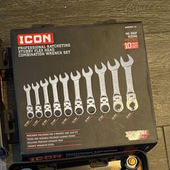 Icon Flex Head Ratcheting Wrench Set Metric 10 Piece 