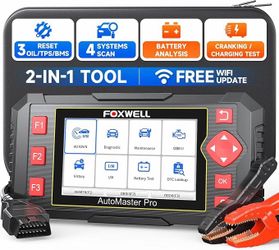 FOXWELL OBD2 Scanner 12V Battery Tester, ABS SRS Engine Transmission Car Diagnostic Tool, Oil BMS TPS
