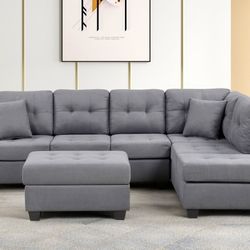3 Piece L Shaped Reversible, Gray Sectional $699