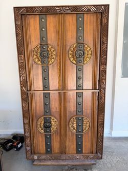 Vintage Carved Wood Armoire / Wardrobe – Statement Storage Cabinet