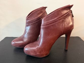 Jessica Simpson red leather booties heels 10M