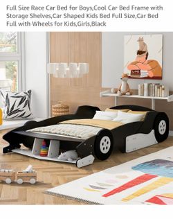 Full Size Race Car Bed Frame with Storage