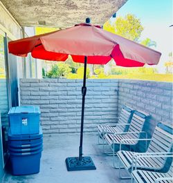 Umbrella with Cast Iron Stand