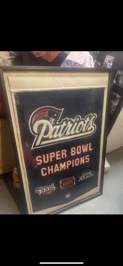 Patriots Vintage 3x Champs Stitched Banner Frammed