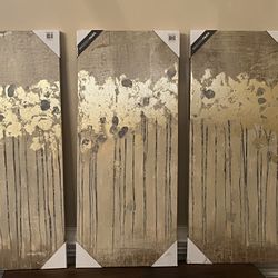 Abstract Art Panels - Metallic Gold 