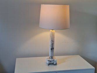Marble Column Table Lamp with White Shade