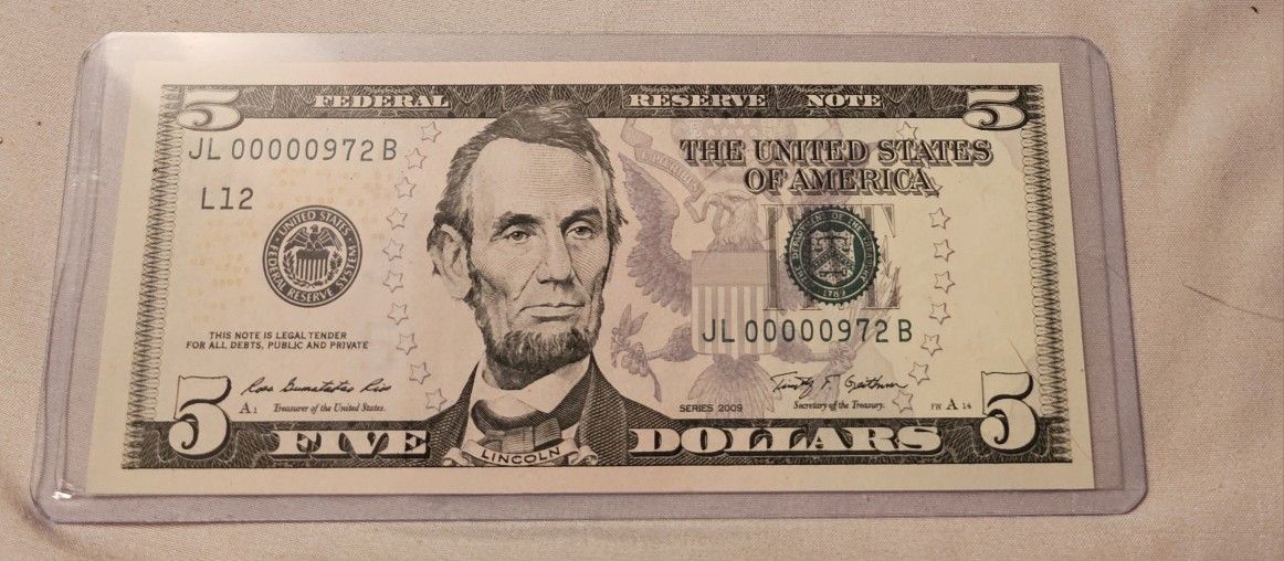 $5 Low Serial Number