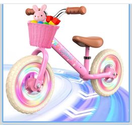 Toddler Balance Bike for 2-5 Year Old, Kids Balance Bike with Fender, Adjustable Seat/Handlebar, Flat-Free LED Tires, 10 Min Assembly