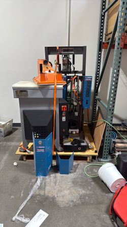 CJR Tec 10-Ton Swing Arm Clicker Press/Central Machinery 20-Ton H-Frame Hydraulic Floor Shop Press/Sonitek Pneumatic Thermal Press