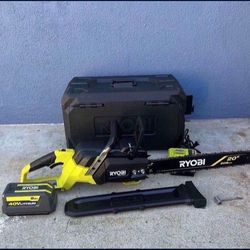 RYOBI 40V HP Brushless 20 in. Battery Chainsaw with 8.0 Ah Battery and Charger